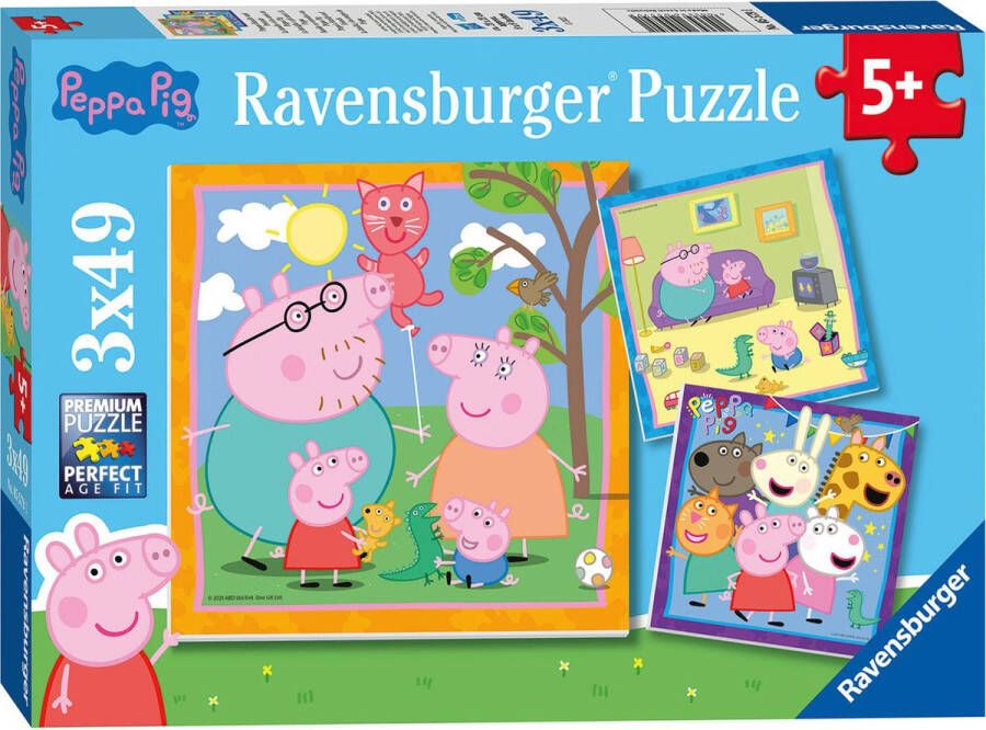 Ravensburger puzzel Familie en vrienden van Peppa Pig 3 x 49 stukjes