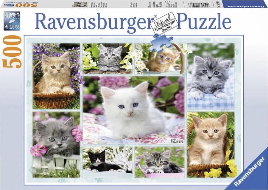 Ravensburger puzzel Poesjes in hun mandje Legpuzzel 500 stukjes