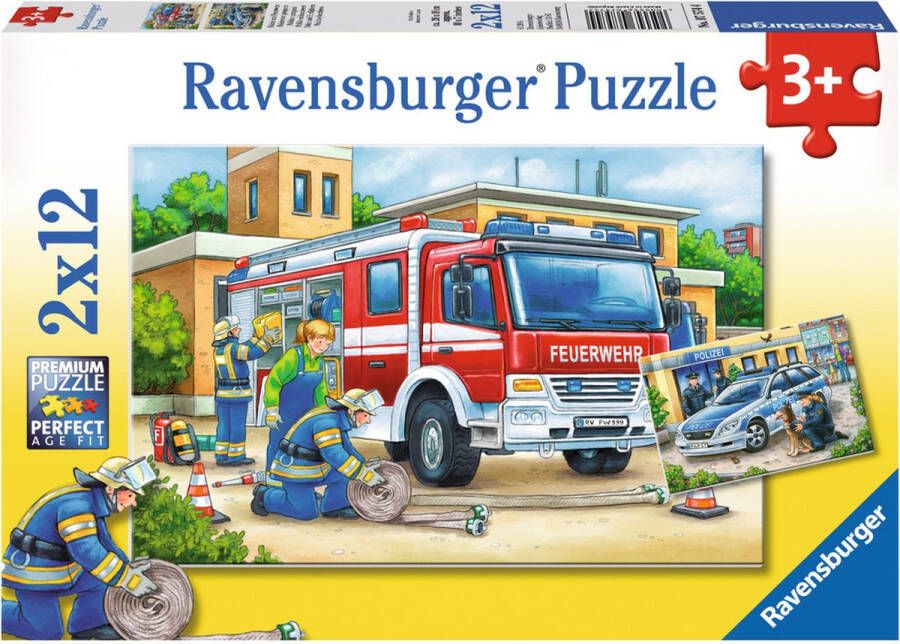 Ravensburger puzzel Politie en Brandweer 4x12 stukjes Kinderpuzzel