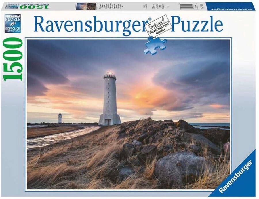 Ravensburger puzzel Prachtige lucht boven de vuurtoren van Akranes IJsland Legpuzzel 1500 stukjes