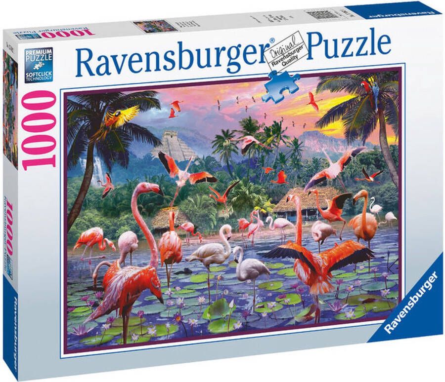 Ravensburger puzzel Roze flamingo's Legpuzzel 1000 stukjes