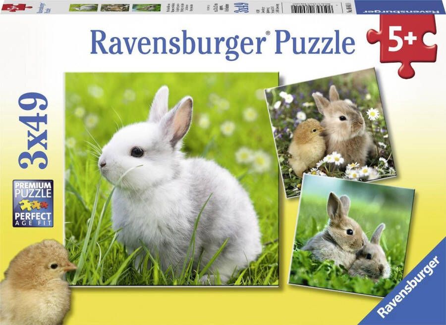 Ravensburger puzzel Schattige konijntjes Drie puzzels 49 stukjes kinderpuzzel