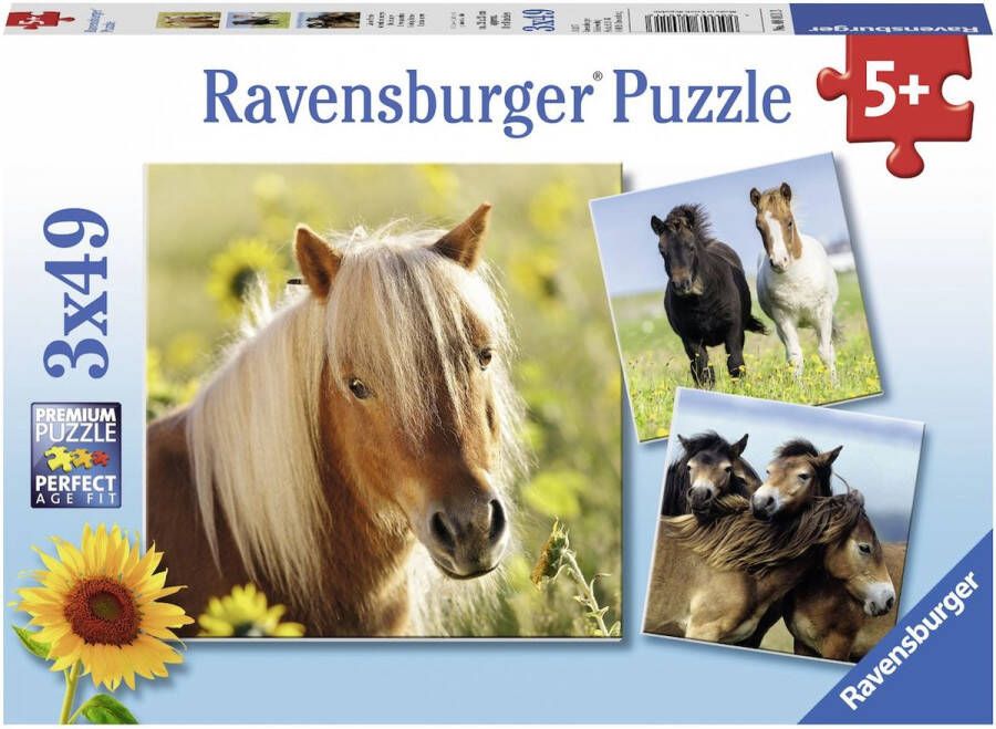 Ravensburger puzzel Schattige Pony's 3x49 stukjes kinderpuzzel