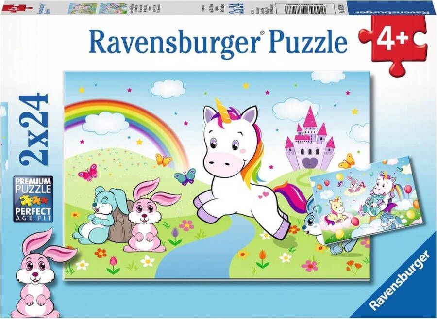Ravensburger puzzel Sprookjesachtige eenhoorn 2x24 stukjes kinderpuzzel