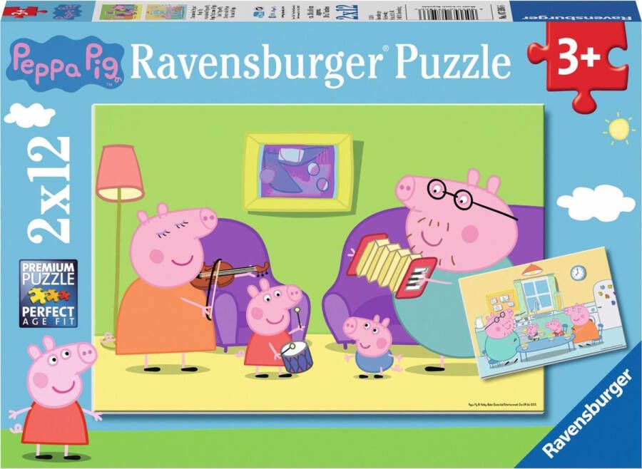 Ravensburger puzzel Thuis bij Peppa Pig Twee puzzels 12 stukjes kinderpuzzel