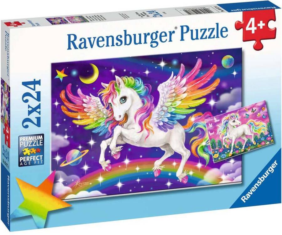 Ravensburger puzzel Unicorn and Pegasus Legpuzzel 2x24 stukjes