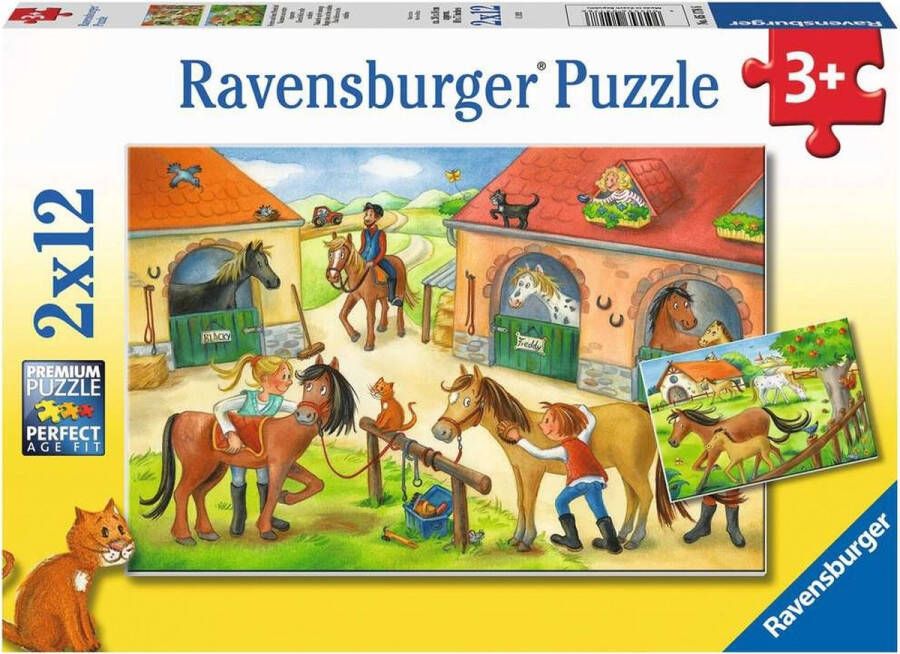 Ravensburger puzzel Vakantie op de manege Twee puzzels 12 stukjes kinderpuzzel