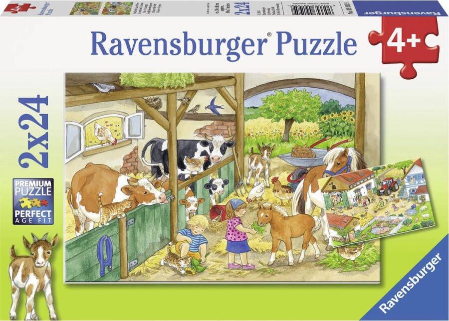 Ravensburger puzzel Vrolijk boerderijleven- 2x24 stukjes kinderpuzzel