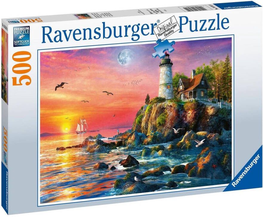 Ravensburger puzzel Vuurtoren in de avond Legpuzzel 500 stukjes