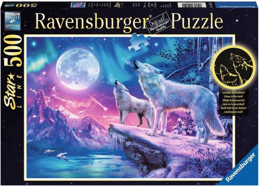 Ravensburger puzzel Wolven in het Noorderlicht Legpuzzel 500 stukjes