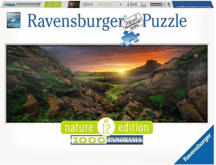 Ravensburger puzzel Zon boven IJsland panorama Legpuzzel 1000 stukjes