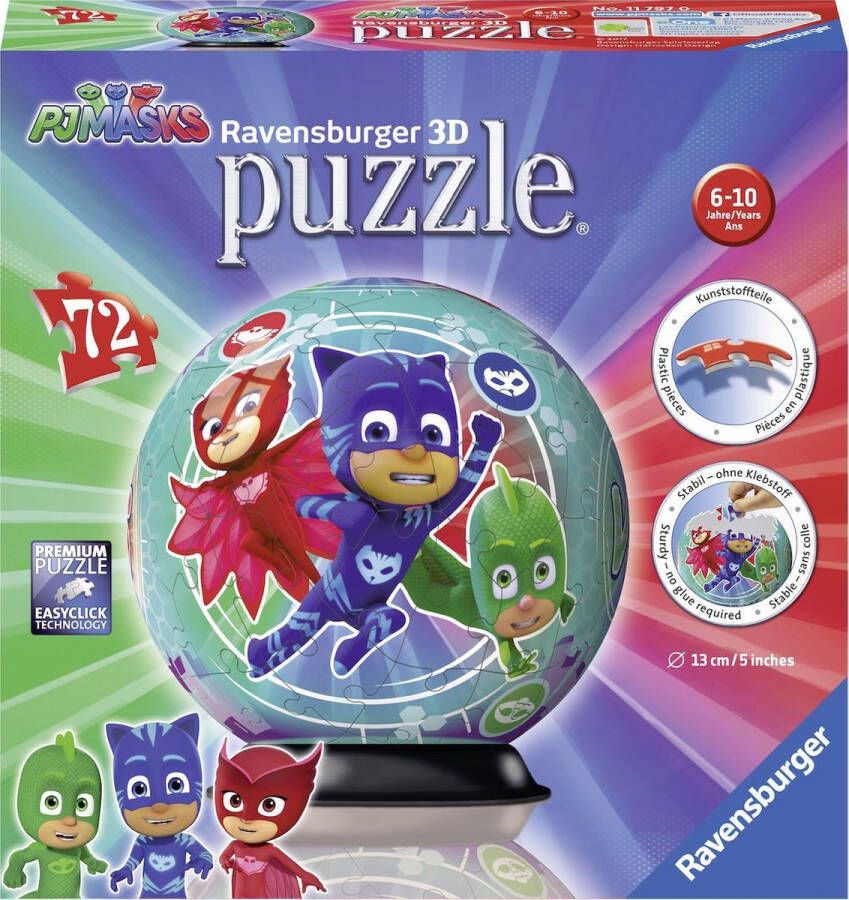 Ravensburger puzzleball PJ Masks lichtblauw 3D Puzzel 72 stukjes