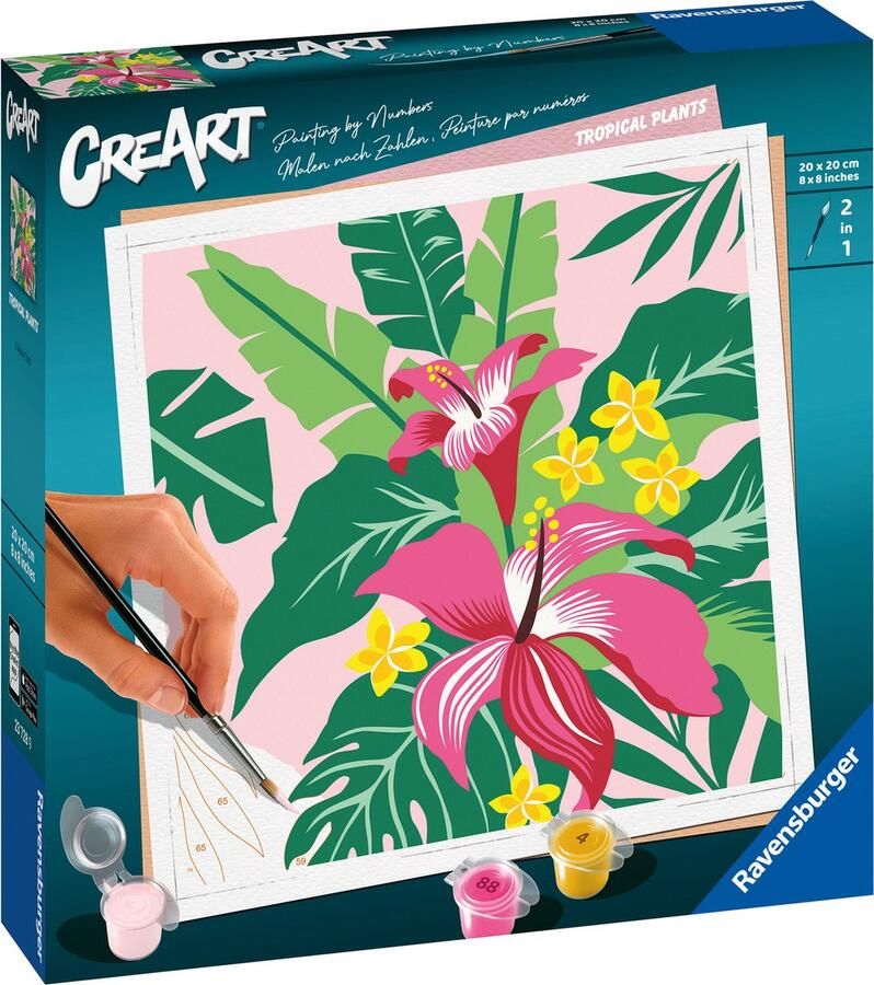 Ravensburger CreArt Tropical Plants Schilderen op nummer voor volwassenen