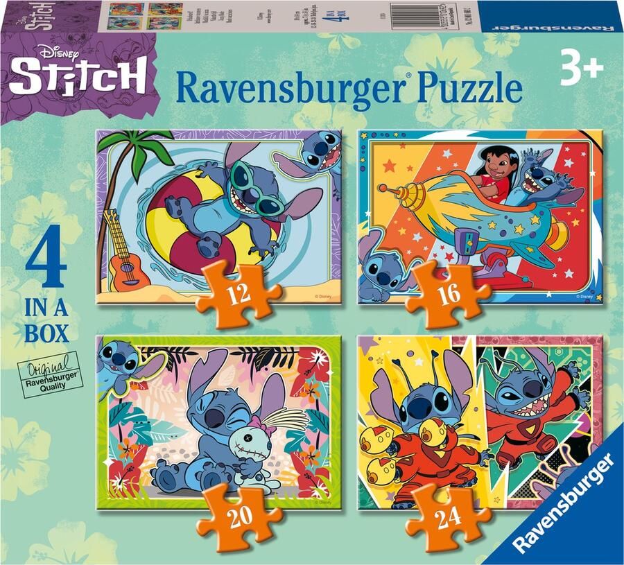 Ravensburger Disney Stitch 4in1box puzzel 12+16+20+24 stukjes kinderpuzzel