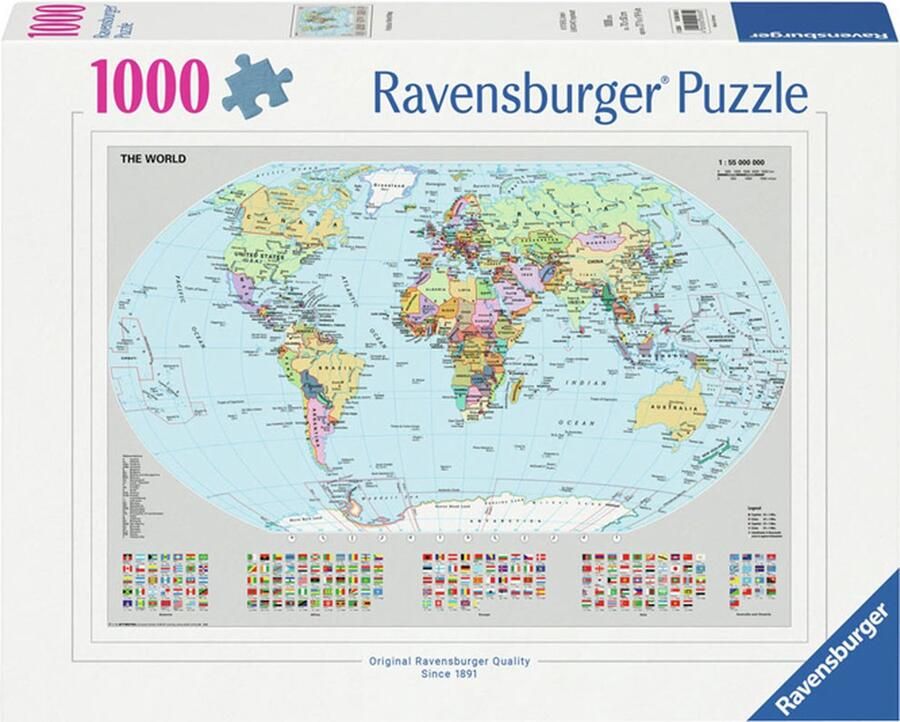 Ravensburger puzzel Staatkundige wereldkaart 1000 stukjes