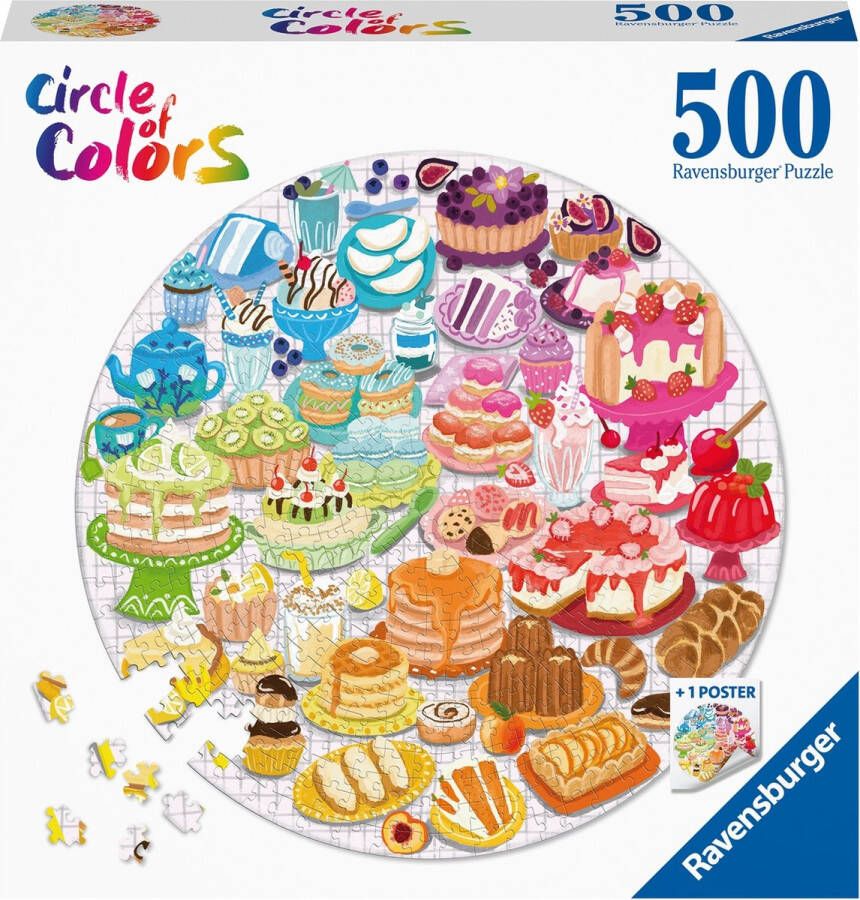 Ravensburger Round puzzle Circle of colors Desserts pastries Legpuzzel 500 stukjes