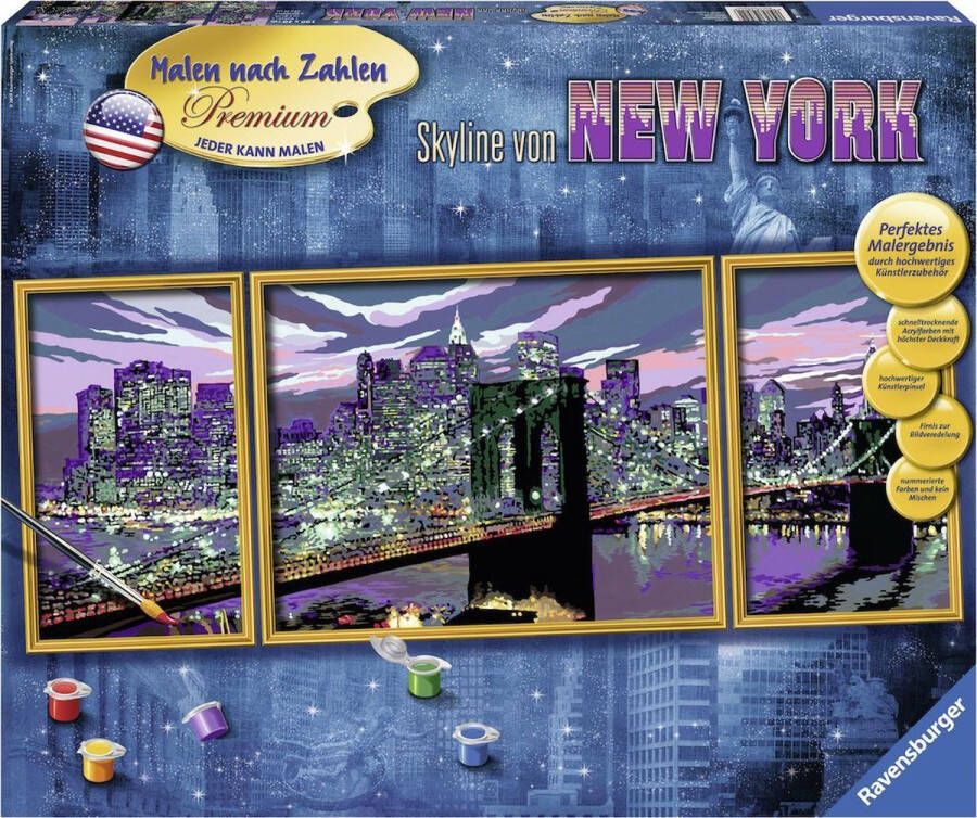 Ravensburger Schilderen op nummer Serie Tryptichon A Skyline van New York OP=OP