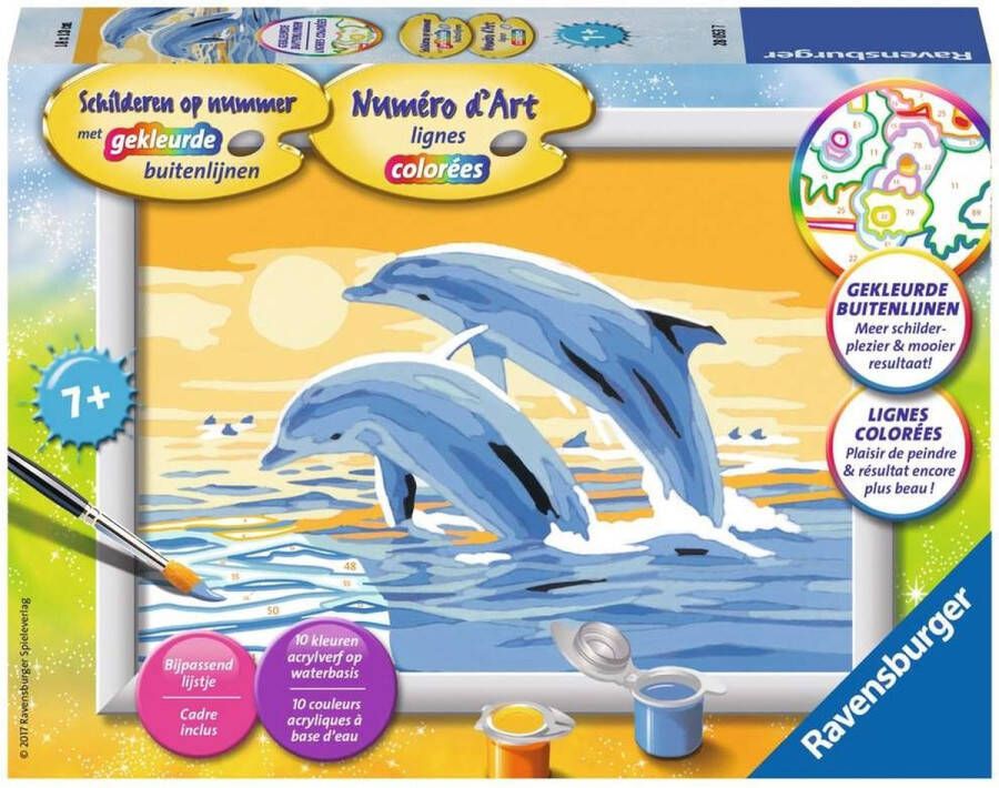 Ravensburger Schilderen op nummer Springende dolfijnen Hobbypakket
