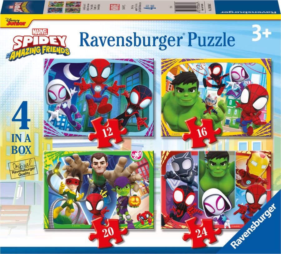 Ravensburger Spidey and his Amazing Friends 4in1box puzzel 12+16+20+24 stukjes kinderpuzzel