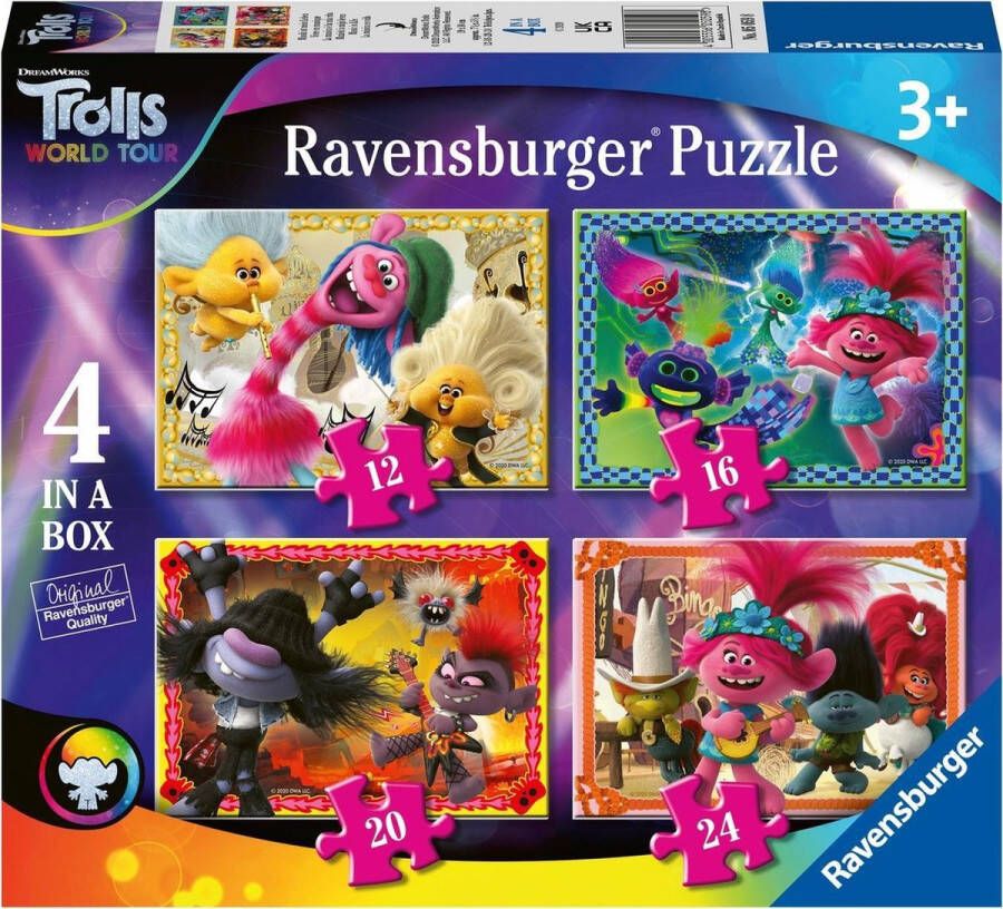 Ravensburger Trolls 2 World Tour 4in1box puzzel 12+16+20+24 stukjes kinderpuzzel