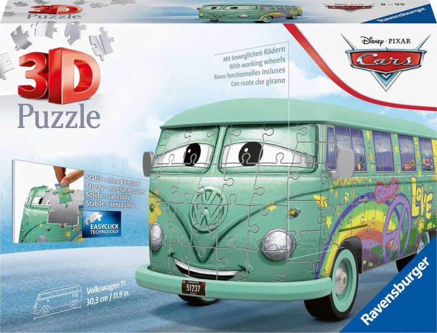 Ravensburger Volkswagen bus T1 Pixar Cars 3D puzzel 162 stukjes