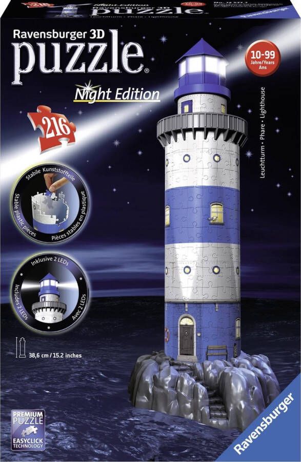 Ravensburger Vuurtoren Night Edition- 3D puzzel gebouw 216 stukjes