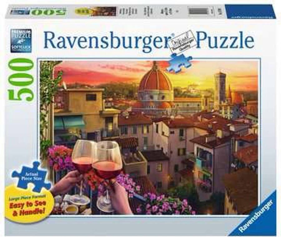 Ravensburger XXL Legpuzzel Wijn drinken op het terras 500 extra grote puzzelstukken- oudere slechtziende