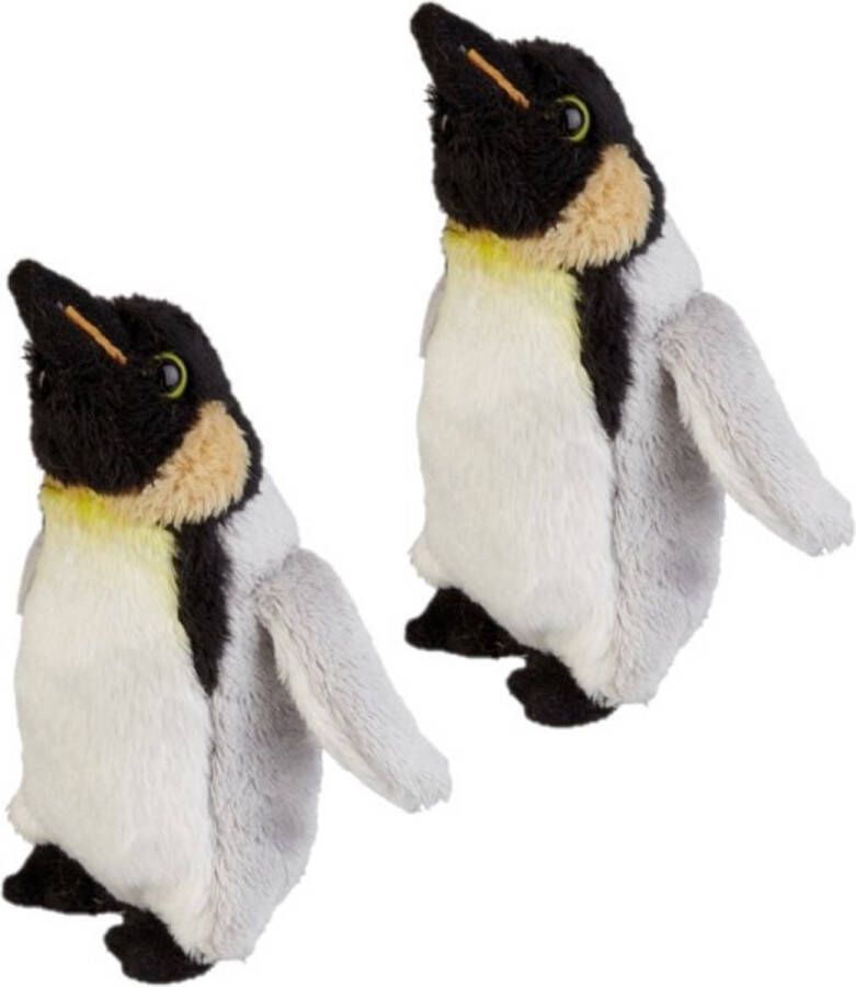 Ravensden 2x stuks pluche koningspinguin knuffel van 15 cm pinguin knuffelbeesten