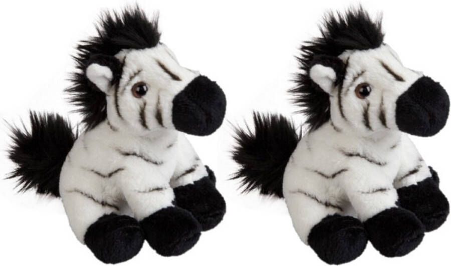 Ravensden 2x stuks zebra speelgoed knuffel 15 cm Kleine knuffelbeesten