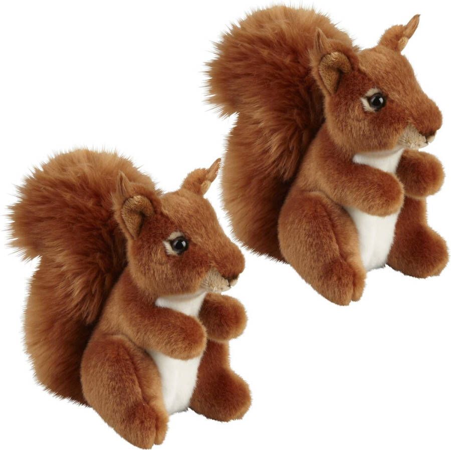 Ravensden Familie set van 2x stuks pluche knuffel dieren Rode Eekhoorn van 18 cm Speelgoed eekhoorns knuffels