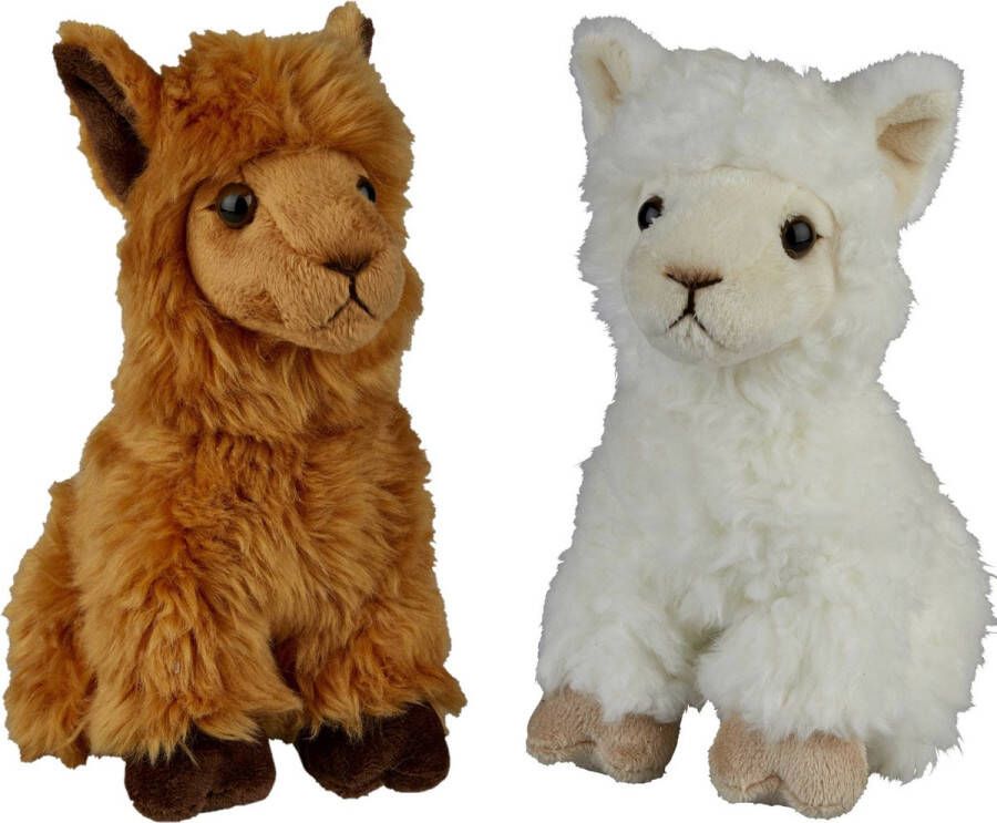 Ravensden Knuffeldieren set alpaca en lama pluche knuffels 18 cm Knuffeldier