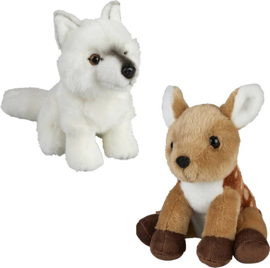 Ravensden Knuffeldieren set wolf en hertje pluche knuffels 18 cm Knuffeldier