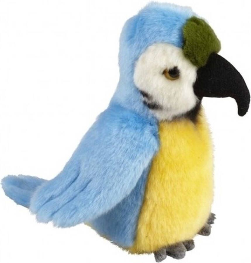 Ravensden Pluche blauw gele ara papegaai knuffel 18 cm Tropische vogels knuffeldieren