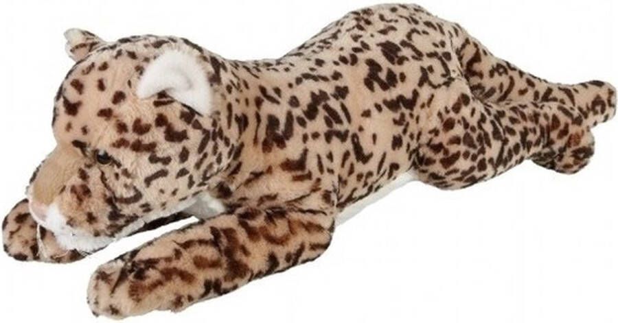 Ravensden Pluche gevlekte luipaard liggend knuffel 60 cm Luipaarden wilde dieren knuffels Speelgoed voor kinderen