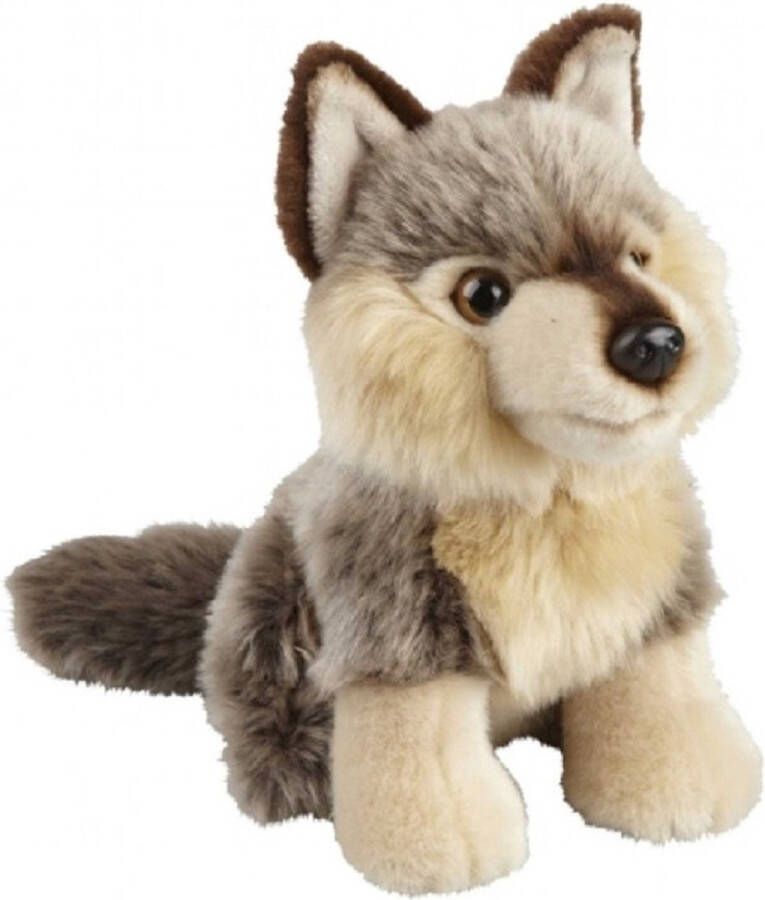 Ravensden Pluche grijze wolf knuffel 18 cm Wolven wilde dieren knuffels Speelgoed voor kinderen