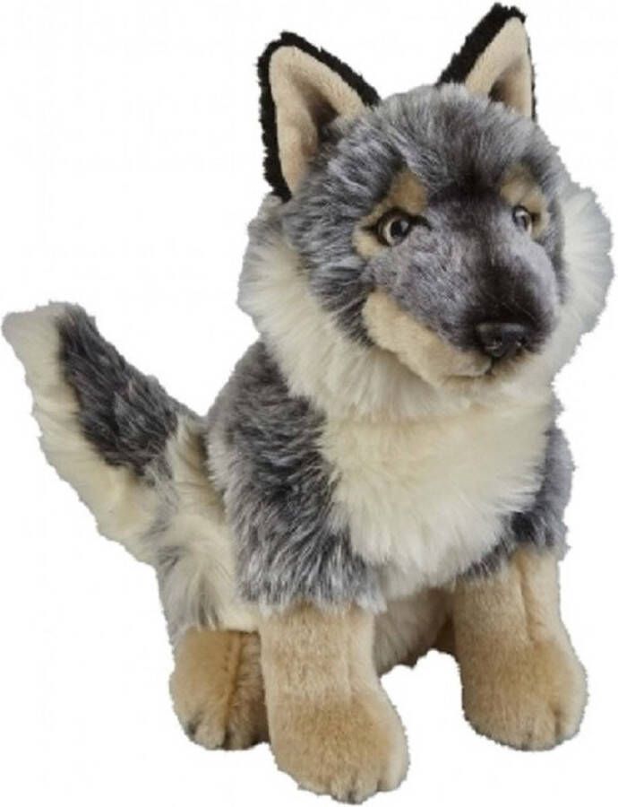 Ravensden Pluche grijze wolf knuffel 28 cm Wolven wilde dieren knuffels Speelgoed voor kinderen