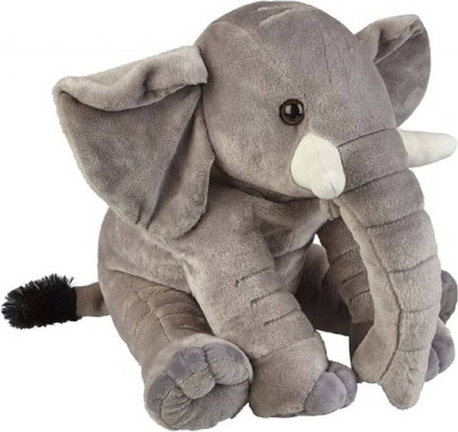 Ravensden Pluche grijze zittende olifant knuffel 38 cm Olifanten wilde dieren knuffels Speelgoed voor kinderen