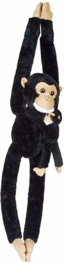 Ravensden Pluche chimpansee met baby knuffeldier 84 cm Knuffel bosdieren