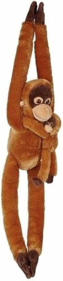 Ravensden Pluche hangende Orang Oetan aap met baby knuffel 84 cm Knuffel bosdieren