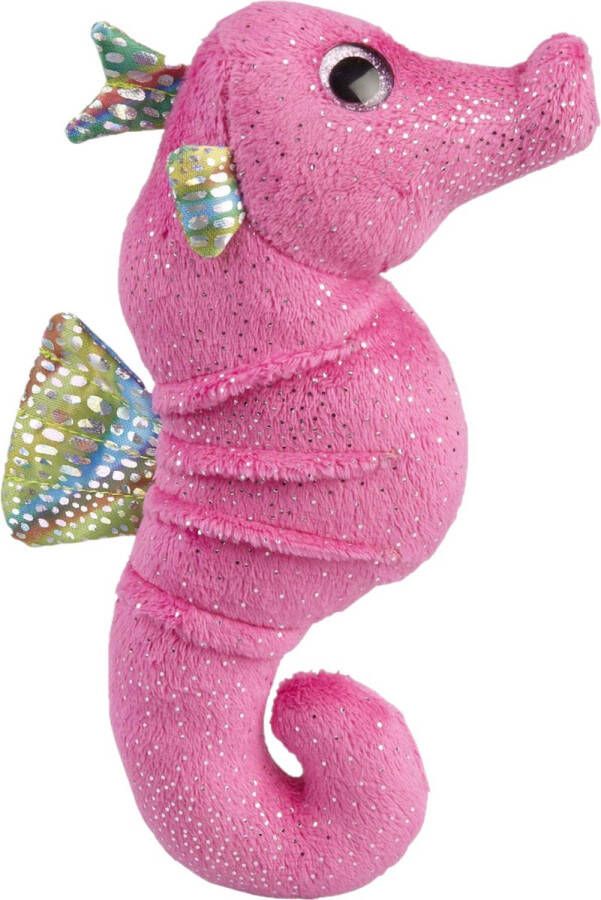 Ravensden Pluche kleine knuffel dieren roze glitters Zeepaardje van 18 cm Speelgoed zeedieren Leuk als cadeau