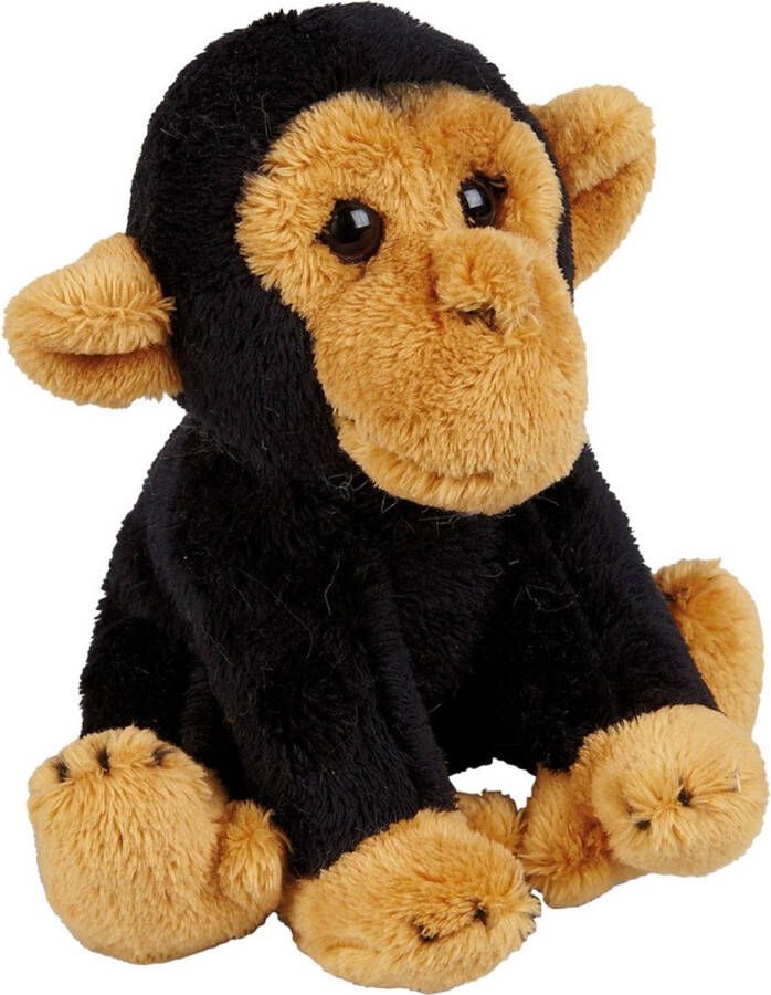 Ravensden Pluche knuffel dier Chimpansee aap zwart 15 cm Speelgoed apen knuffelbeesten Knuffeldier