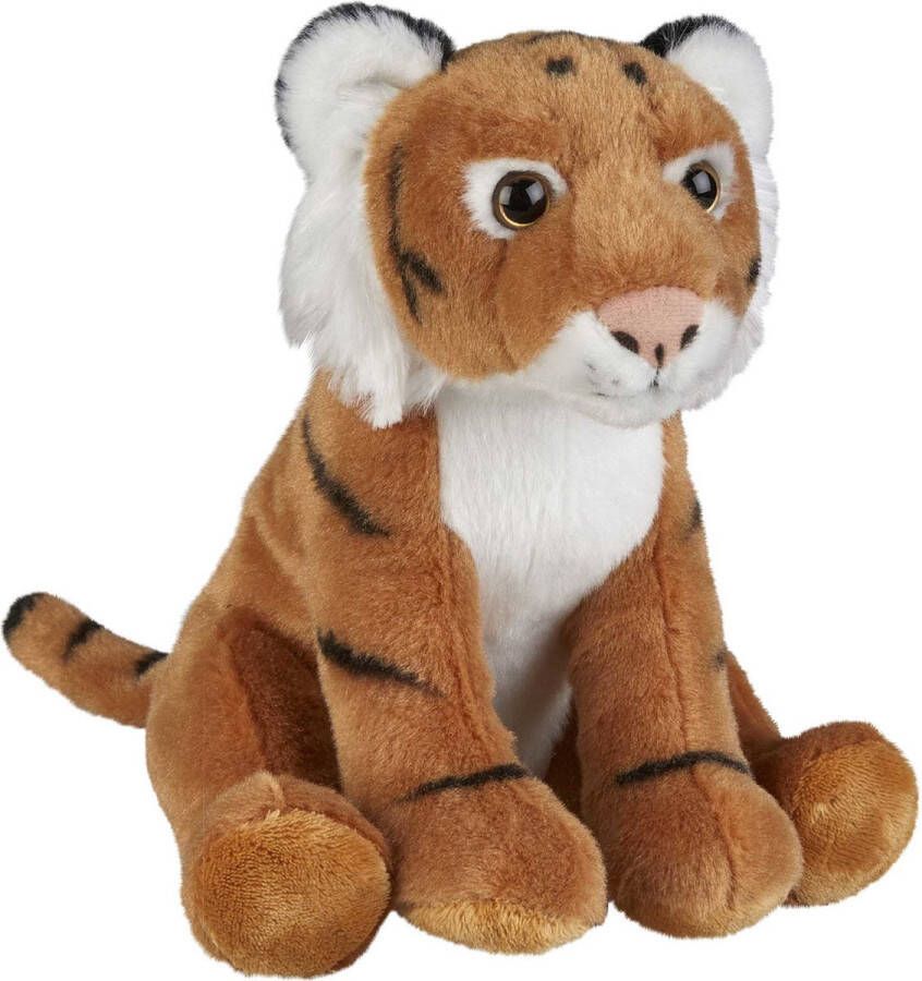 Ravensden Pluche knuffel dieren Bruine Tijger 18 cm Speelgoed wilde dieren knuffelbeesten