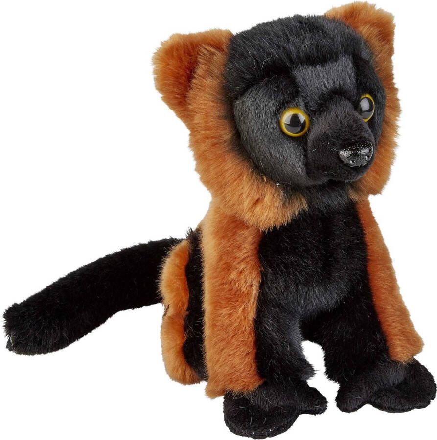 Ravensden Pluche knuffel dieren rood zwart Lemur aapje 18 cm Speelgoed apen aapjes knuffelbeesten