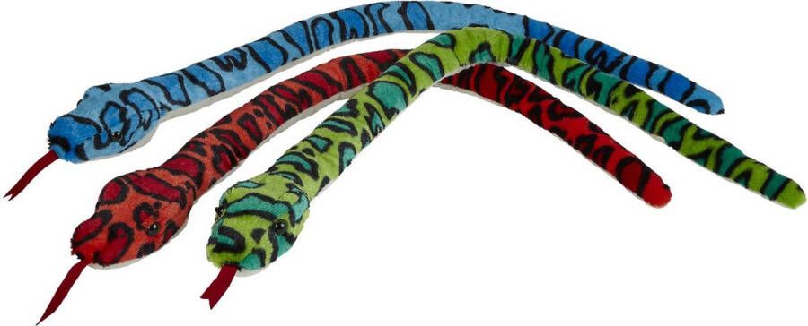 Ravensden Pluche knuffel dieren Slang camouflage print blauw van 120 cm Speelgoed slangen knuffels Leuk als cadeau voor kinderen