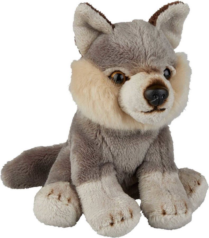 Ravensden Pluche knuffel dieren Wolf grijs 15 cm Speelgoed wolven knuffelbeesten Knuffeldier