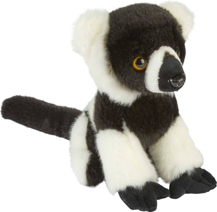 Ravensden Pluche knuffel dieren zwart wit Lemur aapje 18 cm Speelgoed apen aapjes knuffelbeesten