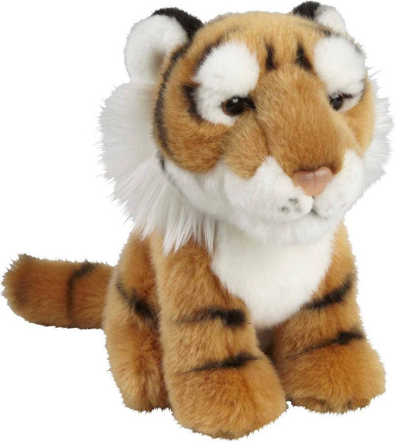 Ravensden Pluche knuffel dier Tijger bruin gestreept 18 cm Speelgoed Tijgers knuffelbeesten Knuffeldier