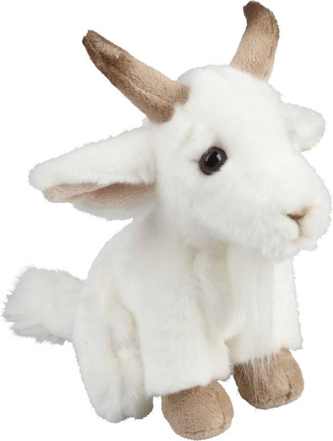 Ravensden Pluche witte geit knuffel 18 cm Geiten boerderijdieren knuffels Speelgoed knuffeldieren knuffelbeest voor kinderen