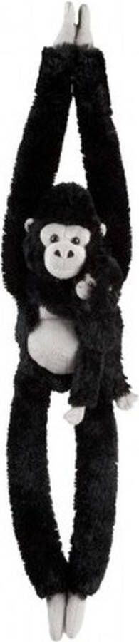 Ravensden Pluche zwarte gorilla knuffel met baby 84 cm Gorillas apen jungledieren knuffels Speelgoed voor kinderen