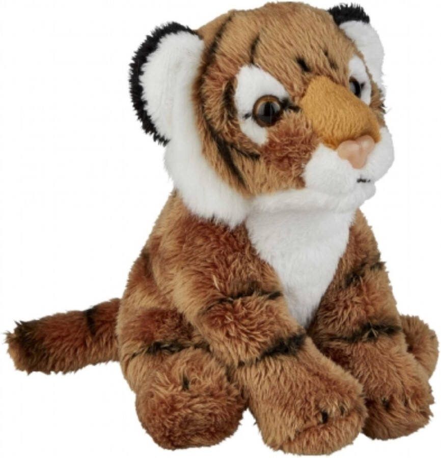 Ravensden Zittende pluche tijger knuffel bruin 13 cm Tijgers dieren knuffels